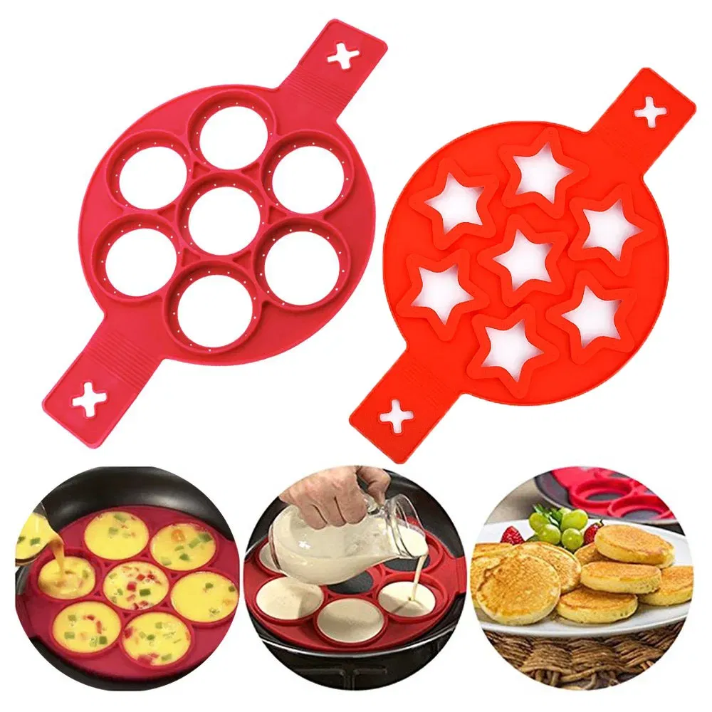 Color: Army Green - Egg Pancake Ring Non-stick Pancake Machine Mold Silicone Egg Frying Pan Forming Machine Omelet Mold Kitchen Baking Accessories
