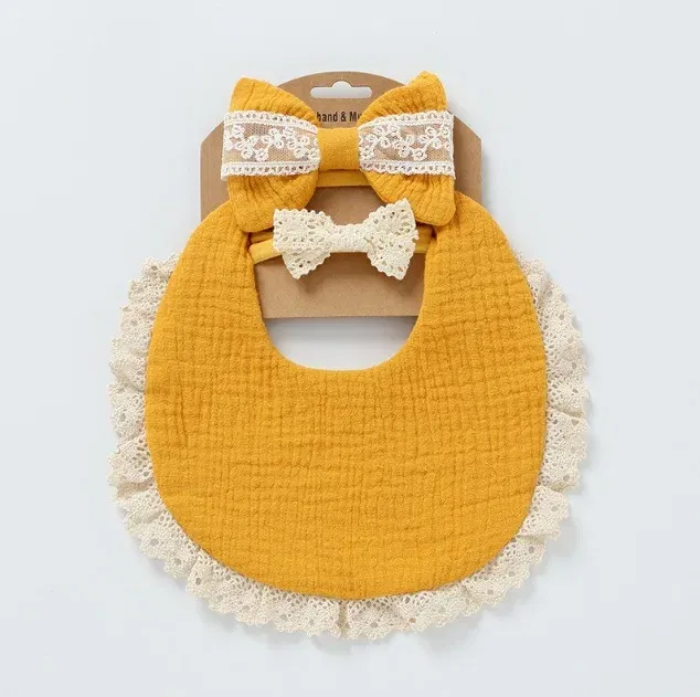 Color: Yellow, Kid Size: 3M - Personalized embroidered baby bib, baby pure cotton gauze bib, mouth in water, baby anti spitting, newborn bib, men's and women'