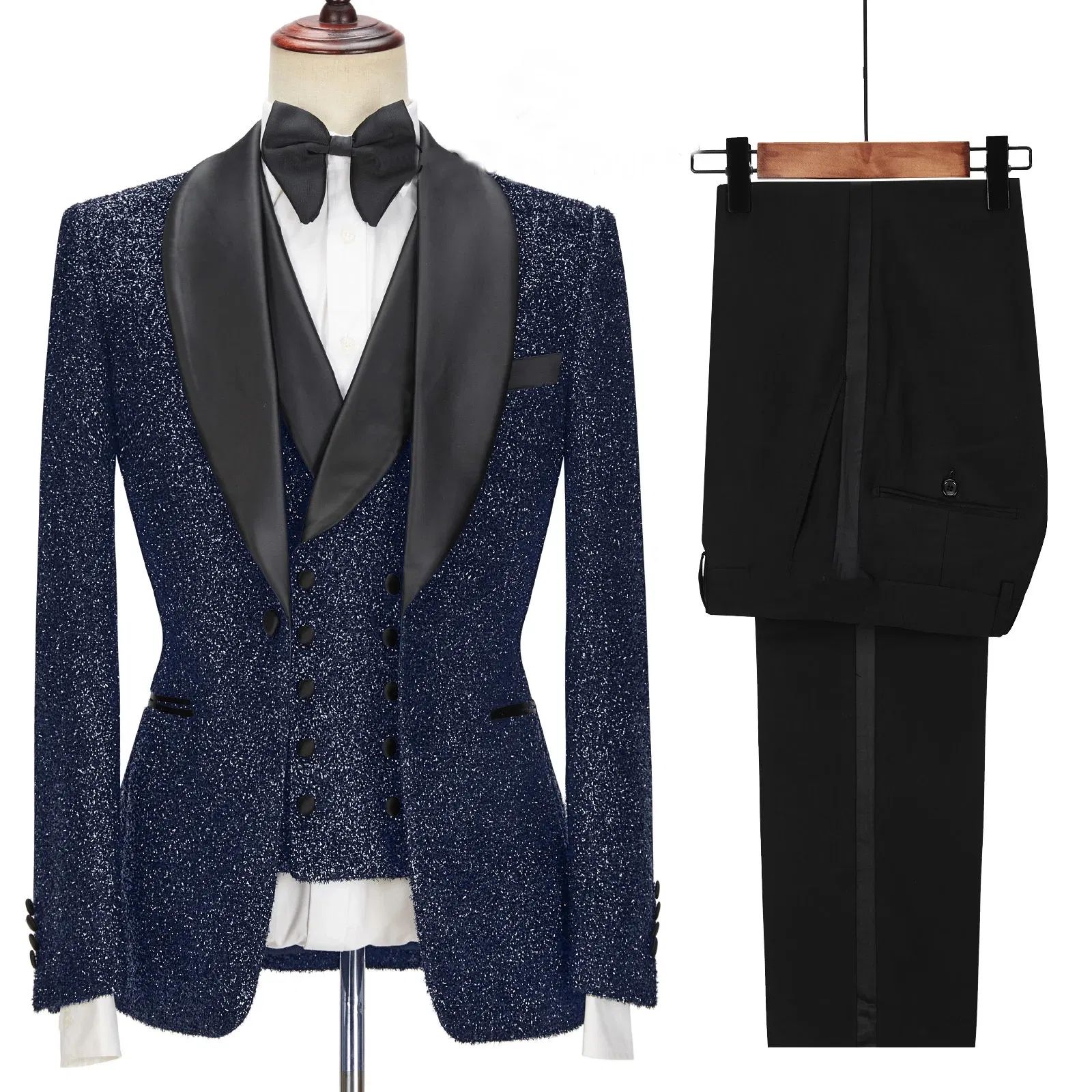 Color: Clear, Size: 5XL - SZMANLIZI 2022 Latest Designs Black Floral Party Blazer Men Suits Costume Homme Groom Tuxedos Wedding Terno Masculino 3 Pieces
