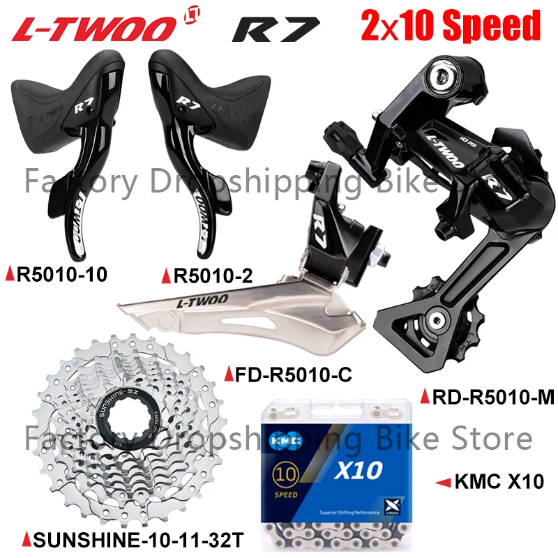 Color: Blue - LTWOO R7 Road Bike 2X10 Speed Derailleur Groupset Compatible Shimano SUNSHINE 25T 28T 32T Cassette X10 Chains Bicycle Parts