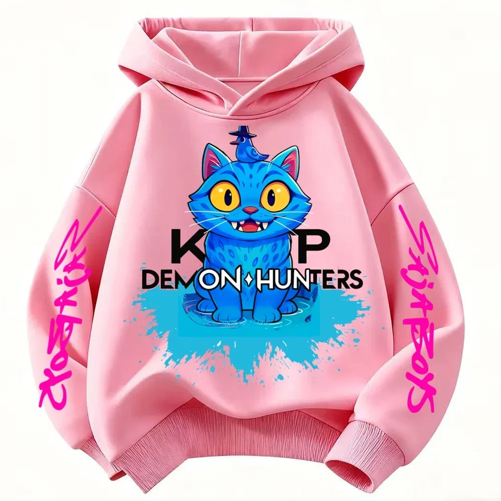 Color: Beige, Kid Size: 4T - 2025 New Saja Boys Derpy KPop Demon Hunter Cartoon Boy Hooded Sweatshirt Warm Wave Fashion Casual Tops Casual Black Clothing