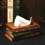 Creative Retro Wooden Book Shape Tissue Box