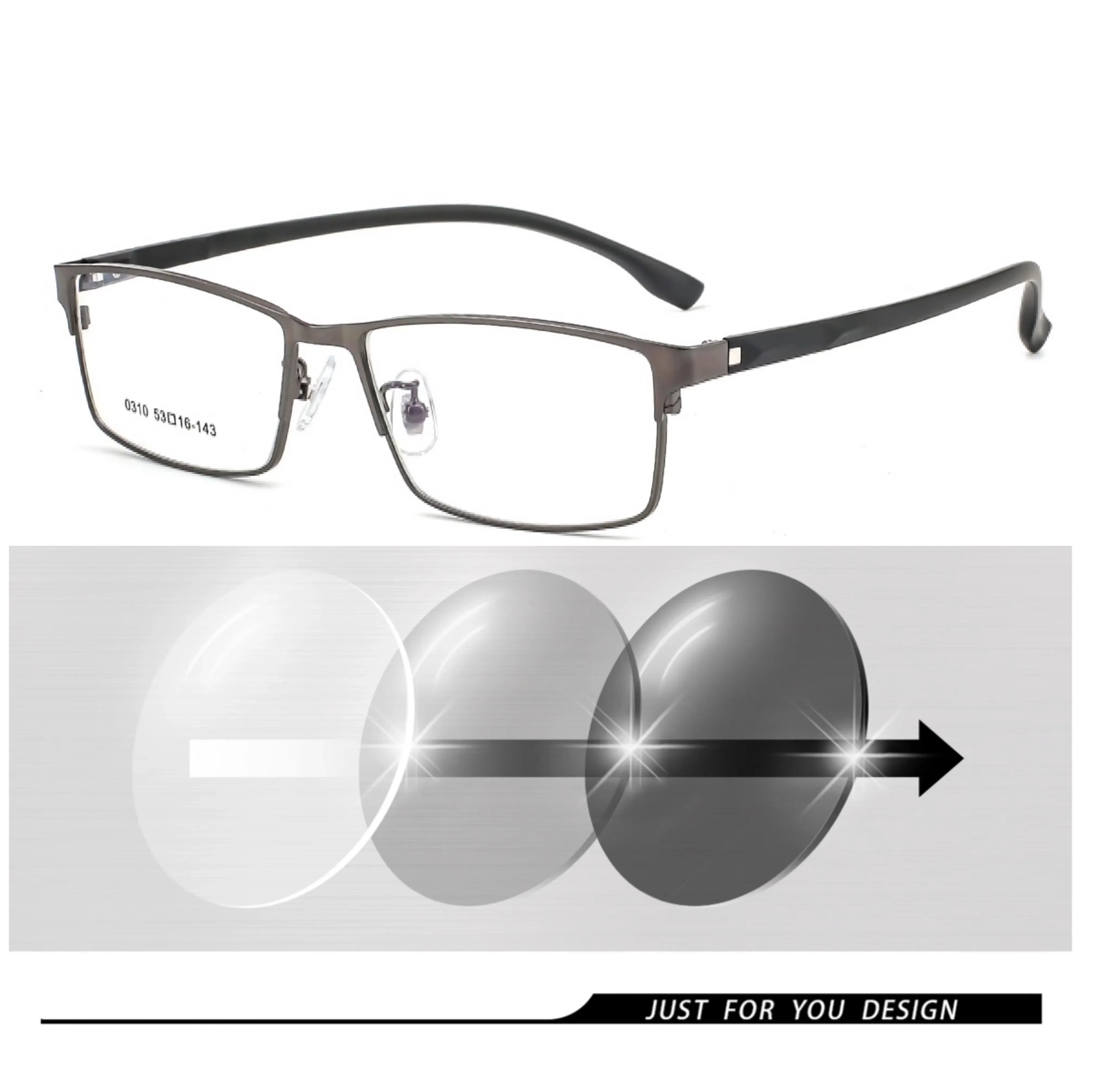 Frame Color: Blue, Ships From: CHINA, Eye Prescription: +375 - New Finished Myopia Sun Photochromic Glasses Fashion Chameleon Gray Lens Metal Legs With Degrees Sunglasses -1 -1.5 -2.0 -2.5 -3
