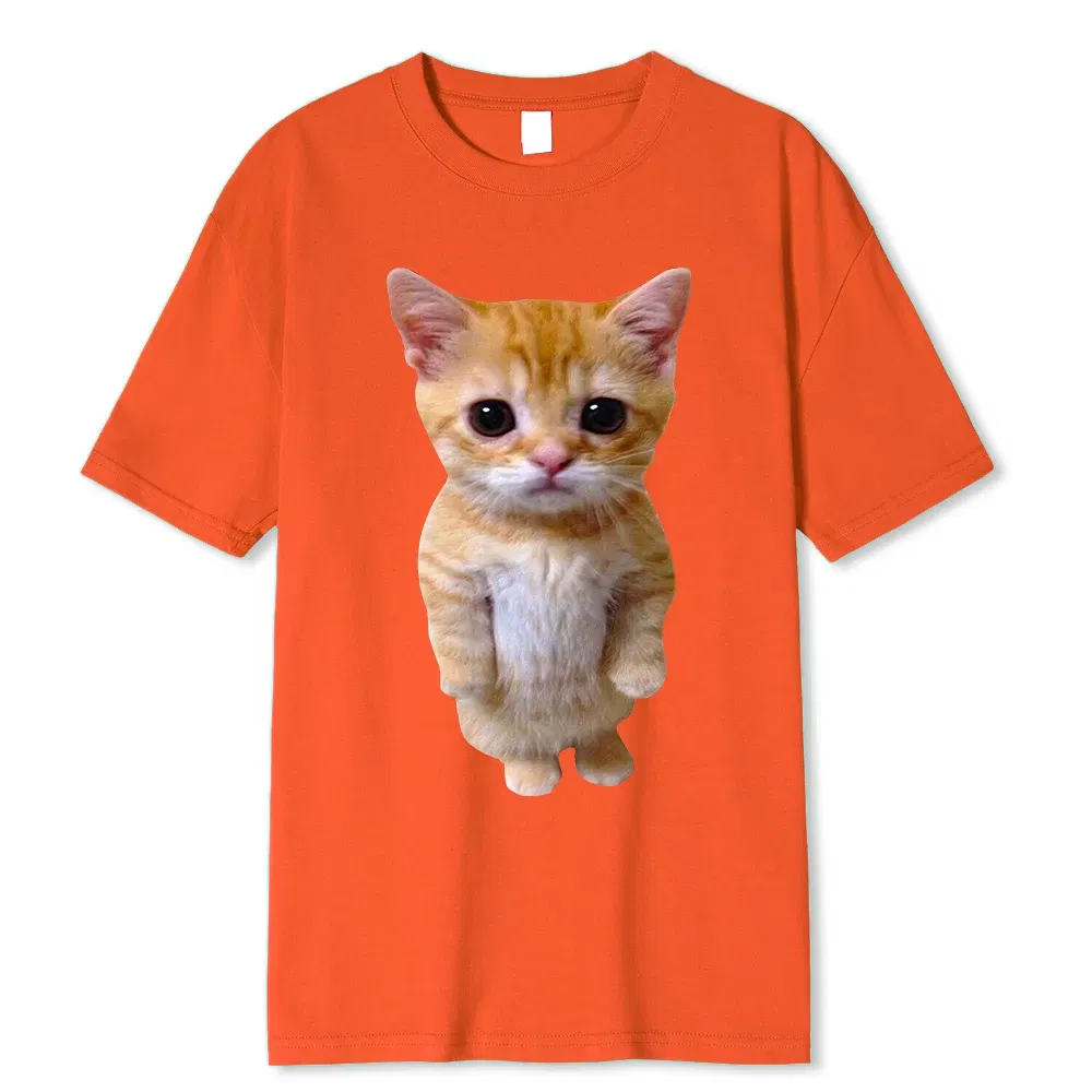 Color: Brown, Size: XL - El Gato Meme Sad Crying Cat Munchkin Kitty Meme Trendy Graphic T-shirt Unisex Fashion Short Sleeve T-shirts Oversized Streetwear