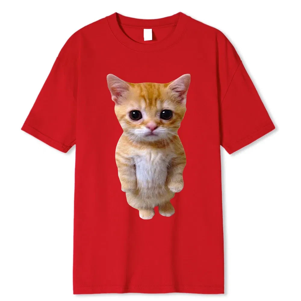 Color: Brown, Size: XL - El Gato Meme Sad Crying Cat Munchkin Kitty Meme Trendy Graphic T-shirt Unisex Fashion Short Sleeve T-shirts Oversized Streetwear