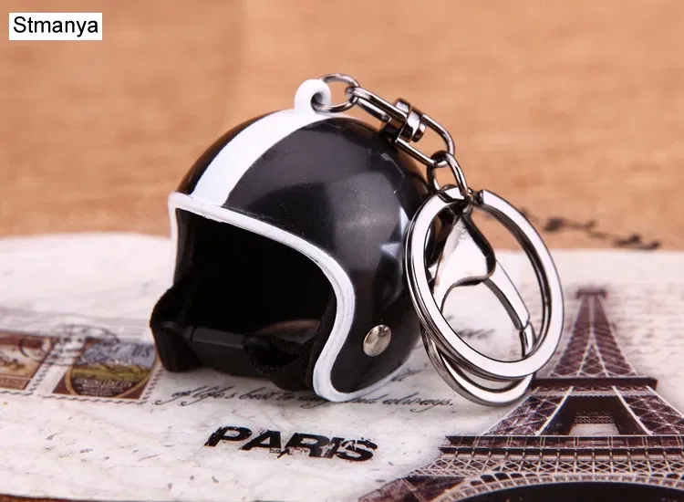 Color: Blue - New Motorcycle Helmets Key chain Women men Cute Safety Helmet Car Keychain Bags Hot Key Ring gift Jewelry wholesale 17022