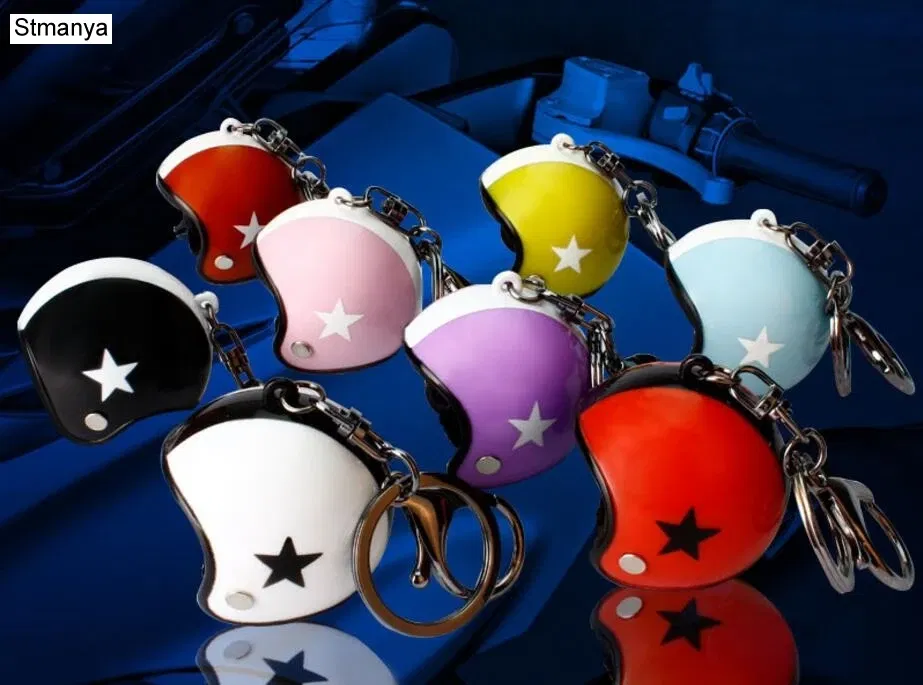 Color: Blue - New Motorcycle Helmets Key chain Women men Cute Safety Helmet Car Keychain Bags Hot Key Ring gift Jewelry wholesale 17022