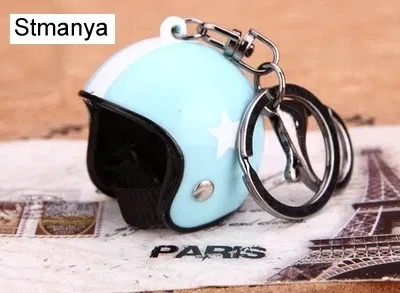 Color: Blue - New Motorcycle Helmets Key chain Women men Cute Safety Helmet Car Keychain Bags Hot Key Ring gift Jewelry wholesale 17022