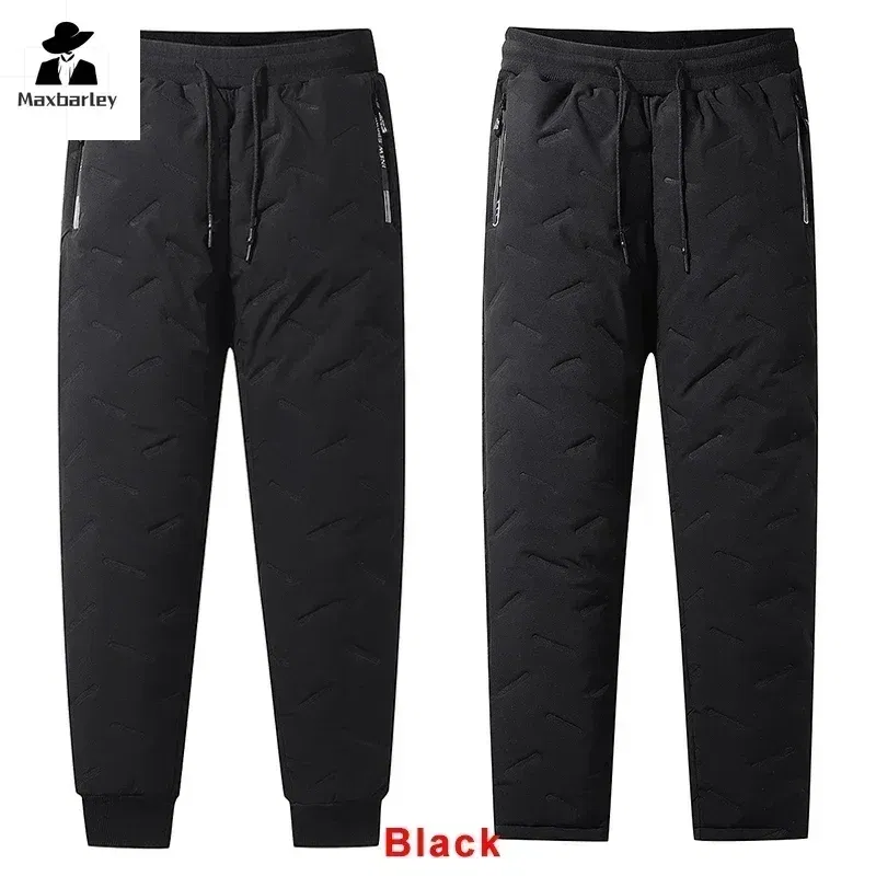 Size: XL, Color: army green - Winter Down Cotton Pants Men's Casual Waterproof Zipper Pocket Thickened Wool Warm Pants Jogger Outdoor Cold-proof Ski Pants 7XL
