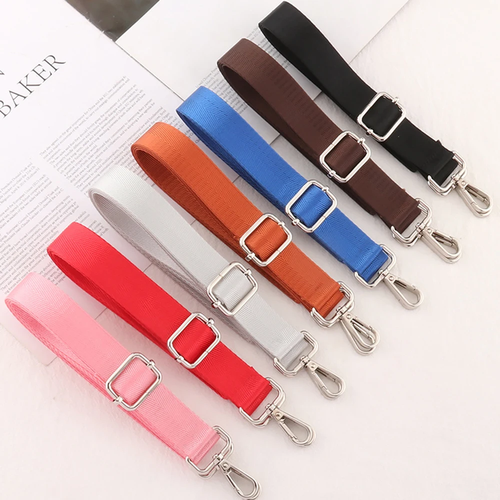 Color: Rose Gold - Shoulder Bag Strap Fashion Wide Replacement Strap For Bags Nylon Woman Messenger Bag Accessories Silver Metal Buckle Bag Straps