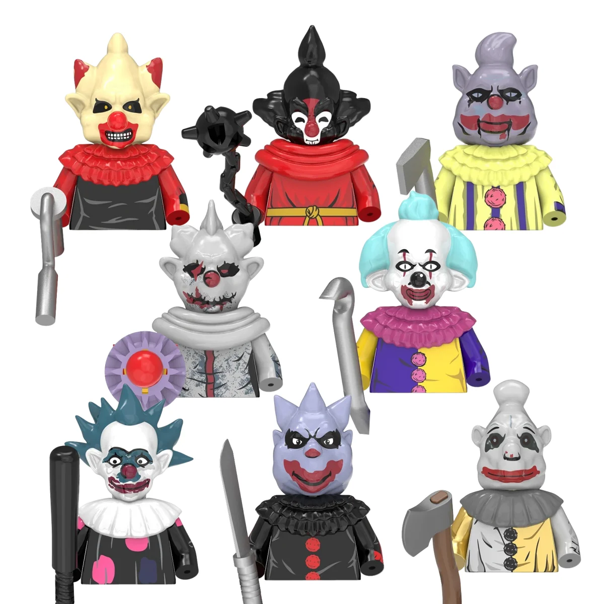 Color: GRAY - TP1040 WM6205 G0129 Killer Klowns Mini Action Figure Classic Horror Thriller Movie Series Building Block Model Doll Toy For Gift