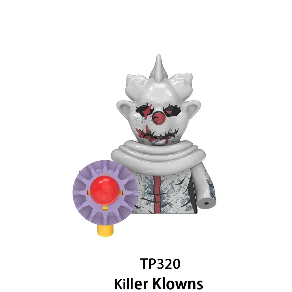 Color: GRAY - TP1040 WM6205 G0129 Killer Klowns Mini Action Figure Classic Horror Thriller Movie Series Building Block Model Doll Toy For Gift