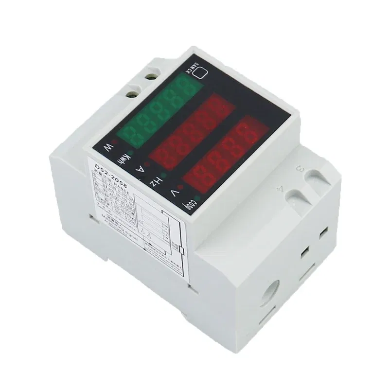 Color: WHITE, Ships From: CHINA - D52-2058 Wattmeter Din rail Volt current Meter Power Factor digital meter AC80-300V multi-function  kwh Hz meter 0-100A