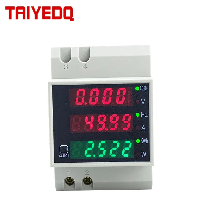 Color: WHITE, Ships From: CHINA - D52-2058 Wattmeter Din rail Volt current Meter Power Factor digital meter AC80-300V multi-function  kwh Hz meter 0-100A