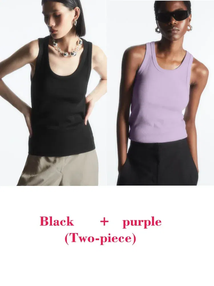 Color: DEEP BLUE, Size: S - Women's Tees Sleeveless 100% Cotton Tops Summer O Neck Tanks & Camis Vest Slim Solid Sexy Crop Tops for Women Fashion