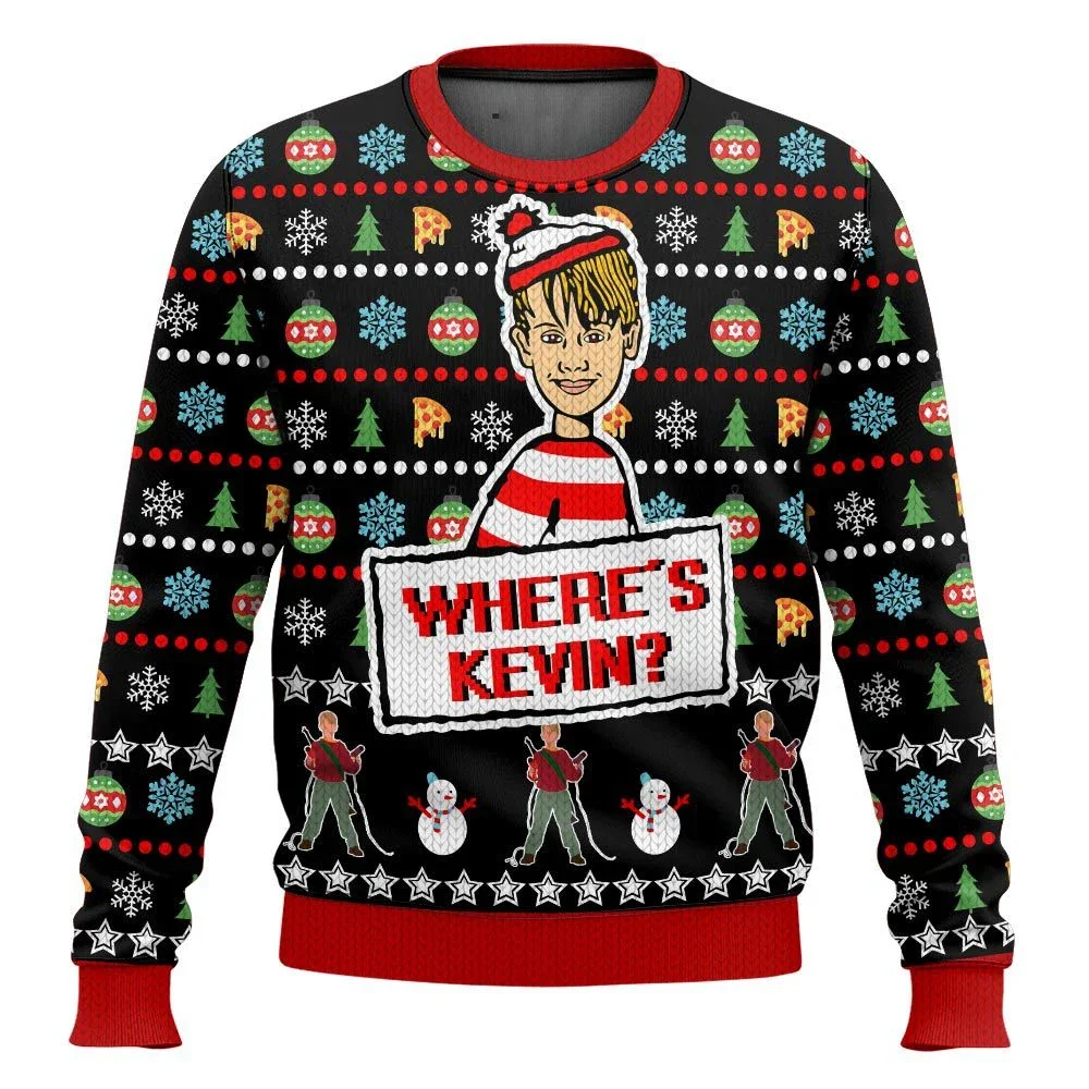 Color: Navy Blue, Size: M, Ships From: CHINA - Merry Christmas alone at home Ugly Christmas sweater cartoon animation Men's pullover 2026 fashionable couple shirts Sweatshirt