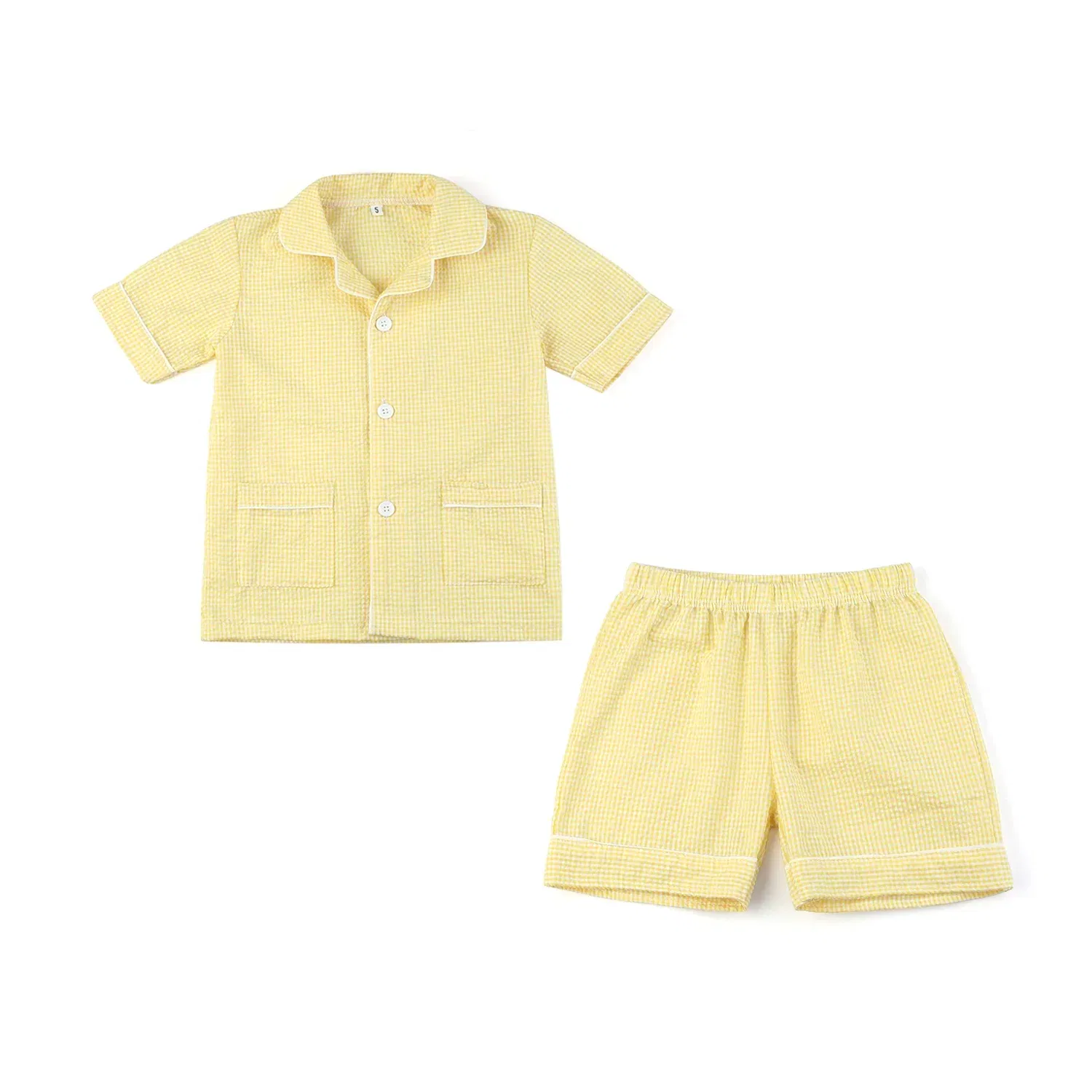 Color: Orange, Ships From: CHINA, Kid Size: 3T - Ruffkids 100% Cotton Summer Kids Pajamas Sleepwear Seersucker Striped Matching Pjs Boys Clothes Loungewear Girls Pyjamas Set