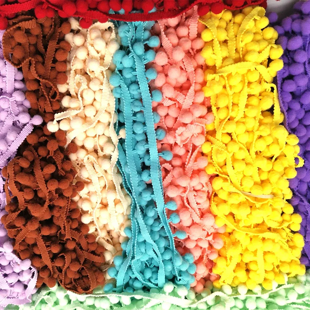 Color: Silver Gray, Size: S - 1-5yard Pom pom Fringe Lace Ribbon Pompom Trim Ball Fabric DIY Sewing Tassel Lace Kintted Fabric Handmade DIY Craft Accessorie