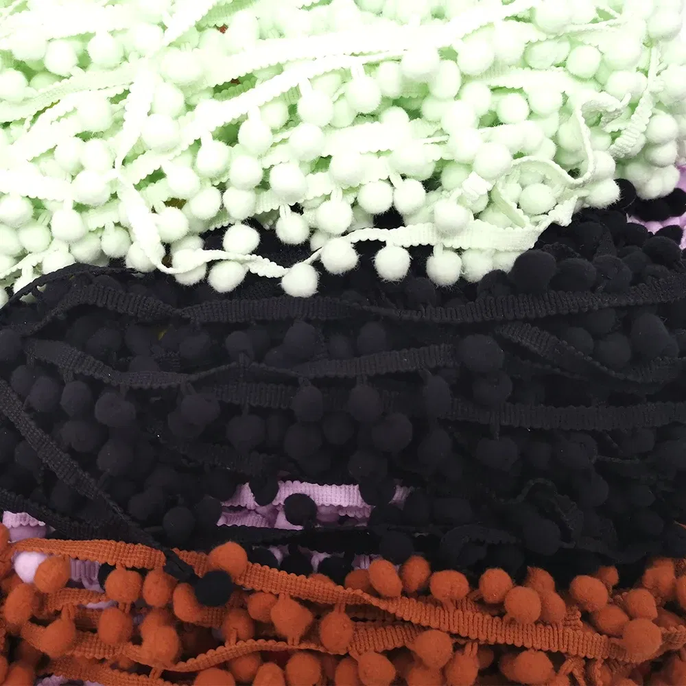 Color: Silver Gray, Size: S - 1-5yard Pom pom Fringe Lace Ribbon Pompom Trim Ball Fabric DIY Sewing Tassel Lace Kintted Fabric Handmade DIY Craft Accessorie