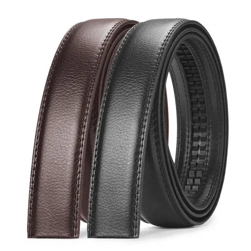 Color: black, Belt Length: 160cm - Men No Buckle 3.5cm Wide 130 140 150 160 170 cm Large Plus Size Belt Straps No Buckle for Automatic Buckle Genuine Leather Belts