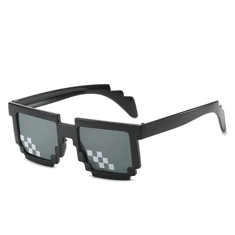Lenses Color: black - 2021 New fashion Sun Glasses Hot Sale Sunglasses Creeper Glasses Novelty Mosaic Funny Goggles Boys Girls Pixel Eyewear