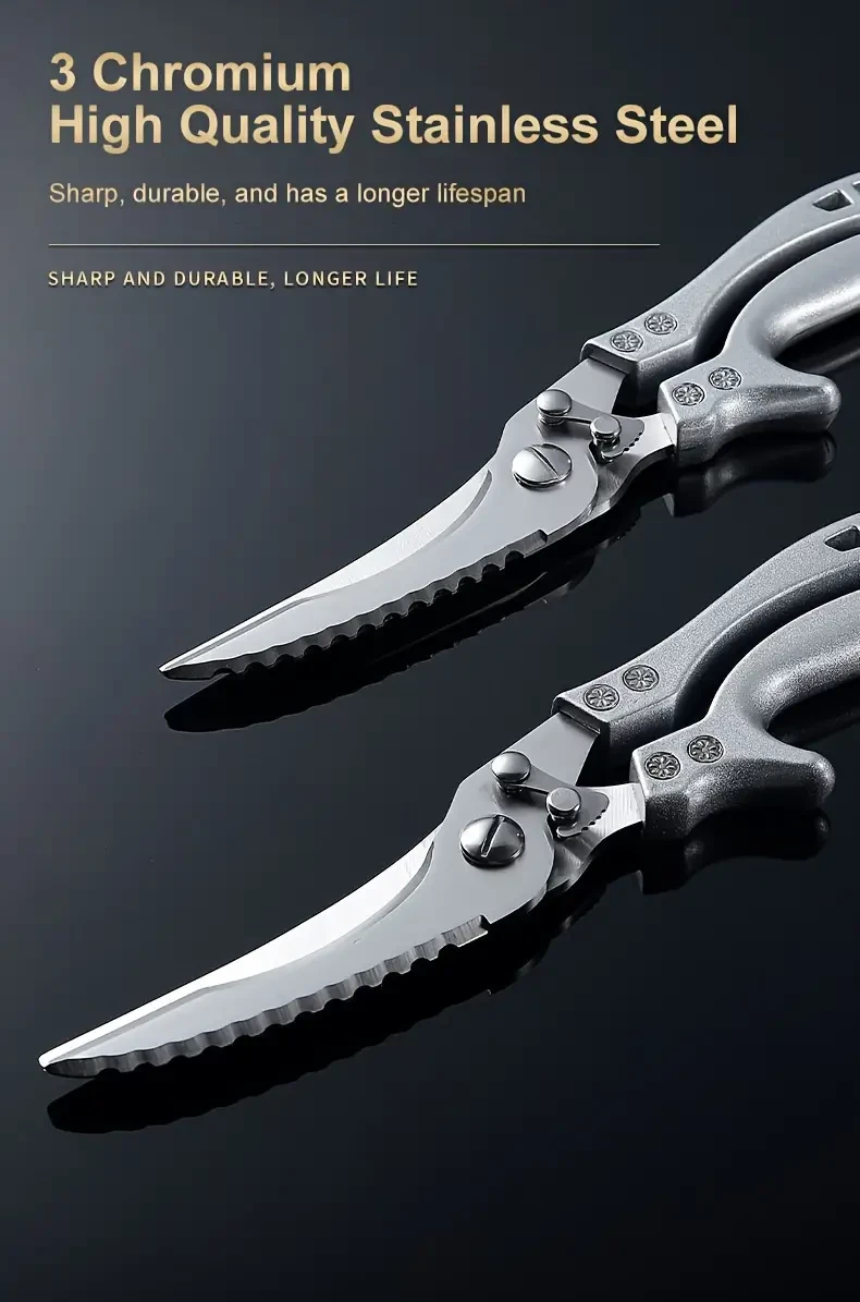 Stainless Steel Kitchen Scissors for Fish, Meat, Chicken, Fruits, Vegetables