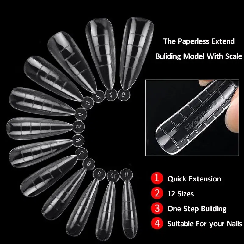 Color: DEEP BLUE - 120pcs Nail Forms Full Cover False Nails Quick Building Mold Fake Nail Shaping Extend Top Molds For Gel Salon Manicure Art
