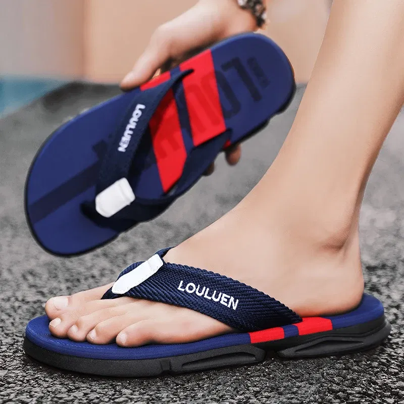 Color: Blue, Shoe Size: 41 - High Quality Men Flip Flops Summer Beach Slippers Men Fashion Casual Breathable Antiskid Beach Flip Flops Men Summer Outdoor