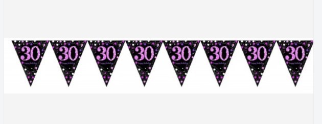Banner - Celebration 30 Prismatic Pennant - Plastic (Pink)
