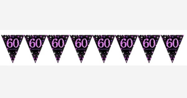 Banner - Celebration 60 Prismatic Pennant - Plastic (Pink)