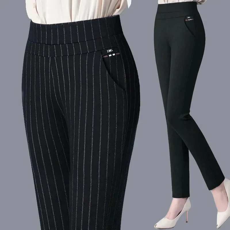 Color: Ivory, Size: XXL - Thin & Thick Warm Winter Pencil Pants Womens Snow Plush Strench Lady OL SkinnyTrousers Femal Thichen Slim Clothing Leggings