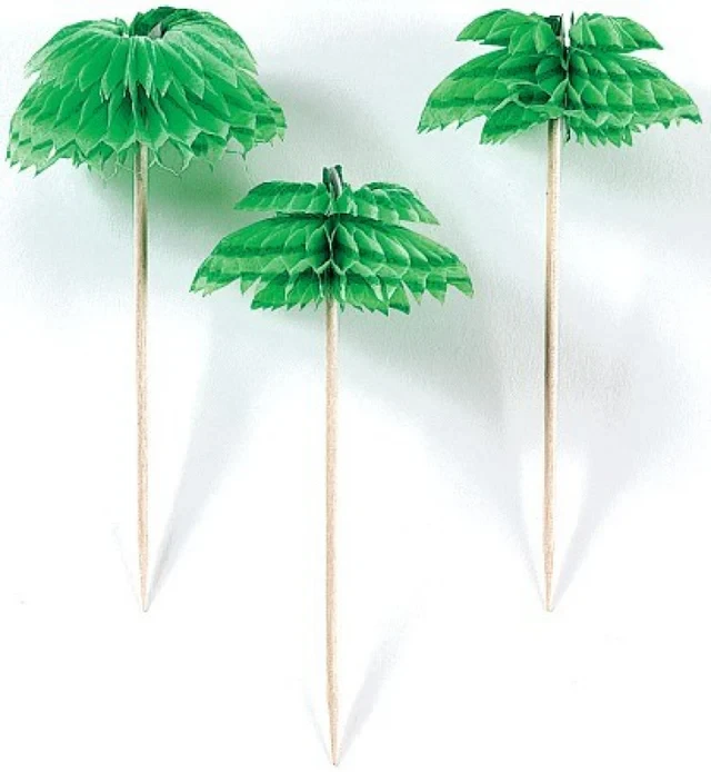 Palm Tree Honeycomb & Wooden Picks - Pack of 12
