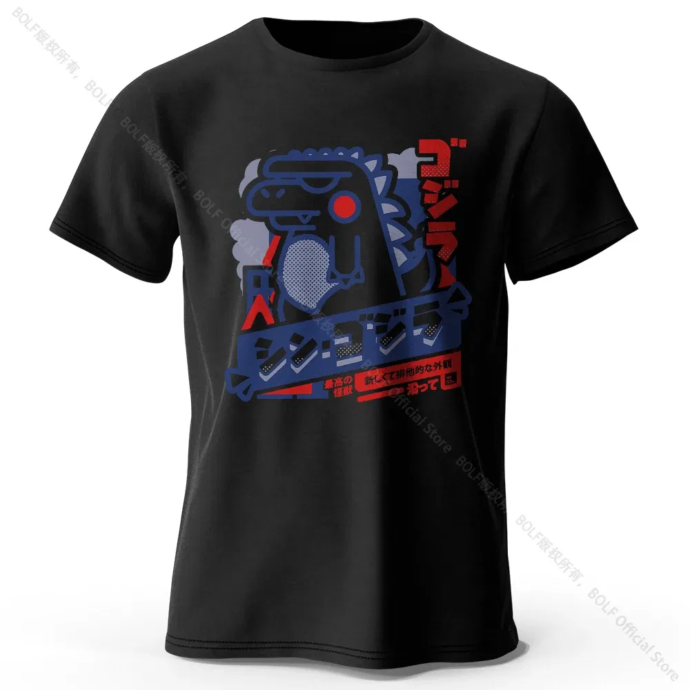 Color: black, Size: XL - Harajuku Kawaii Animal Printed 100% Cotton T-Shirt, Lightweight Round Neck Short Sleeve Tee, Unisex Casual Wear