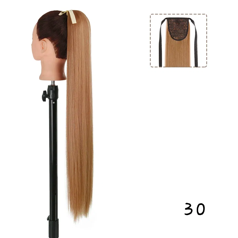 Color: #27, Stretched Length: 34inches - AZQUEEN Straight Synthetic Hairpiece With Ponytail 85cm Super Long Wrap Around Clip In Hair Extensions Pony Tail For Daily Wear