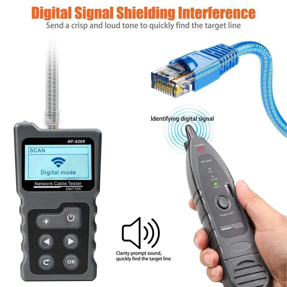 Color: RED, Ships From: CHINA - NOYAFA NF-8601W/NF-8209 Cable Tracker Lan Display Measure Tester Network Tools LCD Display Measure Length Wiremap Tester