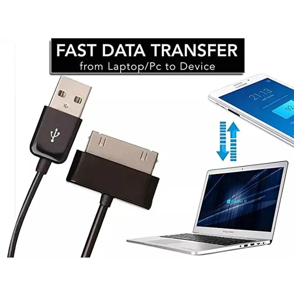 Color: black, Cable Length: 2m - 1m/2m USB Charger Data Cable For Samsung Galaxy TAB P1000 N8000 P5100 P5110 P7510 P7500 P7300 P6200 P6800 P3100 P1010