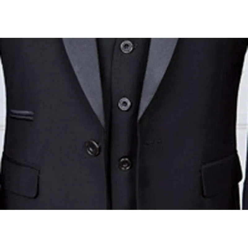 Color: Dark Grey, Size: XXL - Shenrun Men Tuxedo Slim Fit Fashion Suit Wedding Shawl Lapel 3 Pieces Skinny Single Breasted Jacket Party Prom Singer Costume