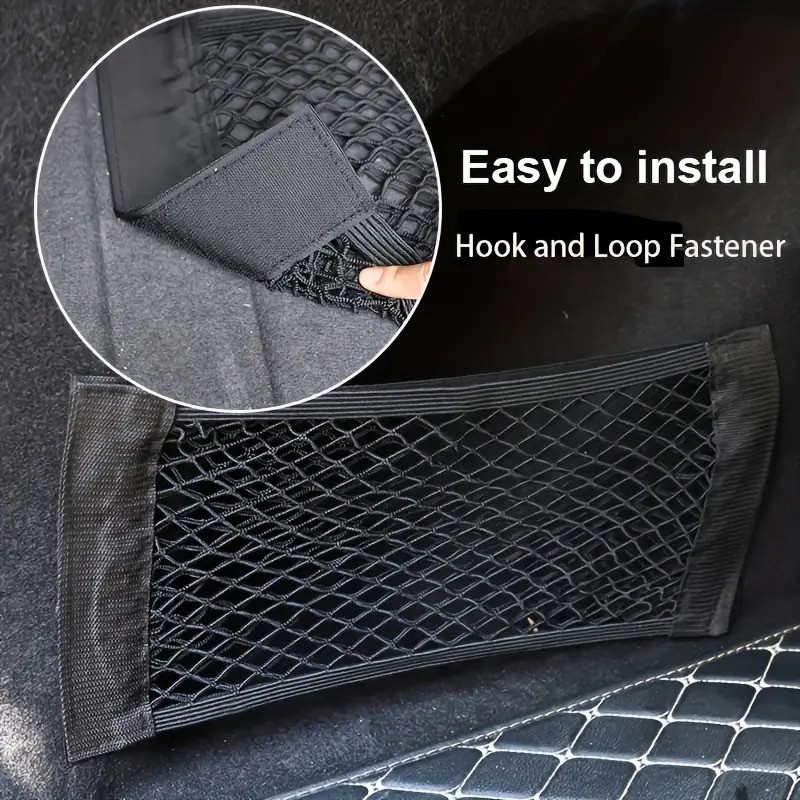 Universal Double Mesh Car Storage Bag Trunk Storage Net & Fire Extinguisher Fixed Holder