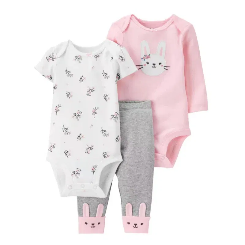 Color: CRIMSON, Ships From: CHINA, Kid Size: 18M - 3PCS Baby Clothing Set Autumn Newborn Baby Girl Pure Cotton Clothes Set Soft Cute Animal Kids Bodysuits+Pants+Romper Bebe 6-24M