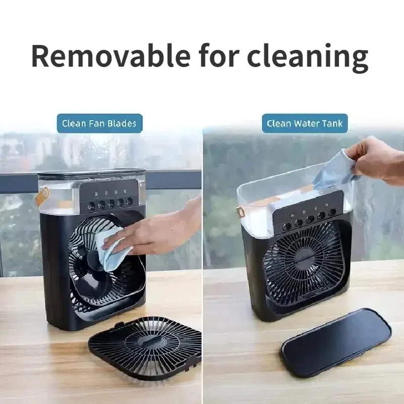 Color: Green - Portable 3 In 1 Humidifier Fan AIr Conditioner Household Small Cooler Hydrocooling Air Adjustment 3 Speed Fans For Home Office