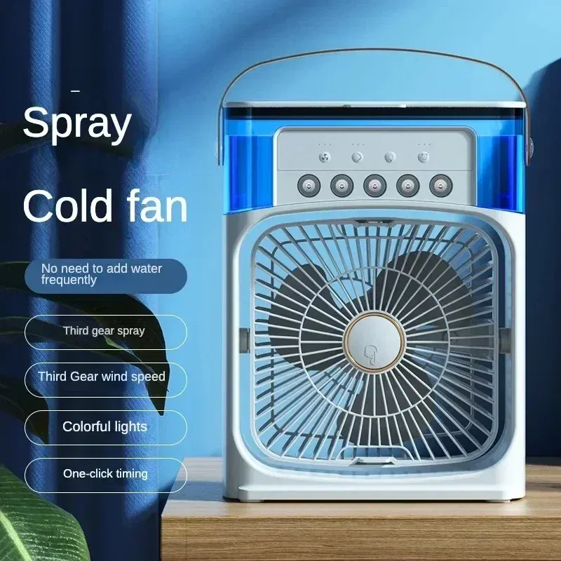 Color: Green - Portable 3 In 1 Humidifier Fan AIr Conditioner Household Small Cooler Hydrocooling Air Adjustment 3 Speed Fans For Home Office