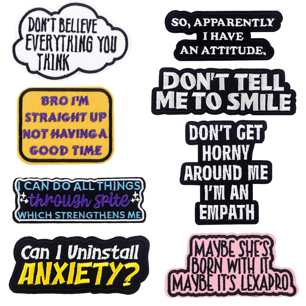 Color: DULL - Letters Embroidery Patch Funny Quotes Iron On Patches For Clothing Thermoadhesive Patches On Clothes DIY Sew Badges