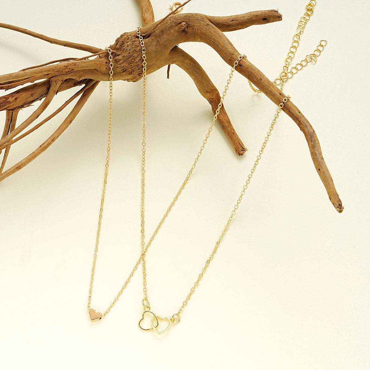 Hollow Cross Heart Pendant Double-layer Necklace