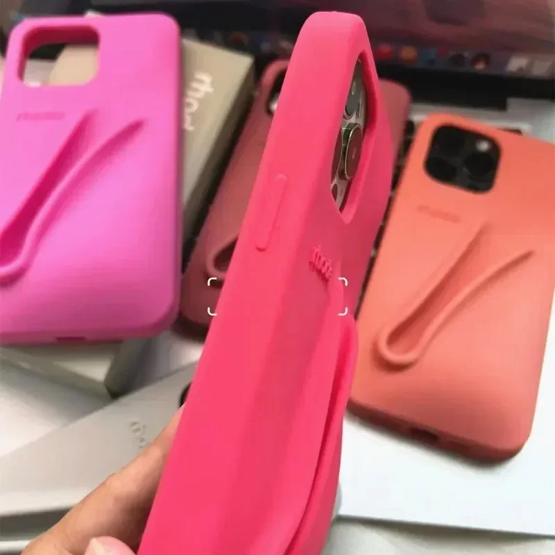 Color: Blue, Material: POLYESTER - Lipstick Soft Silicone DIY Rhode Phone Case for IPhone 16 Pro Max 16Pro 16Plus Portable Lip Gloss Holder Ins Hot Cover