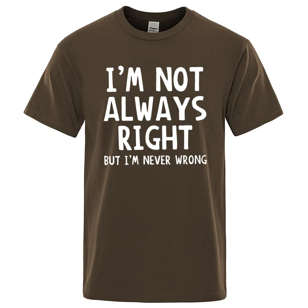 Color: Blue, Size: S - I'M Not Always Right Letter Male T-Shirt High Quality T Shirts Summer Oversized Short Sleeve Clothes Cotton Loose Street Tops