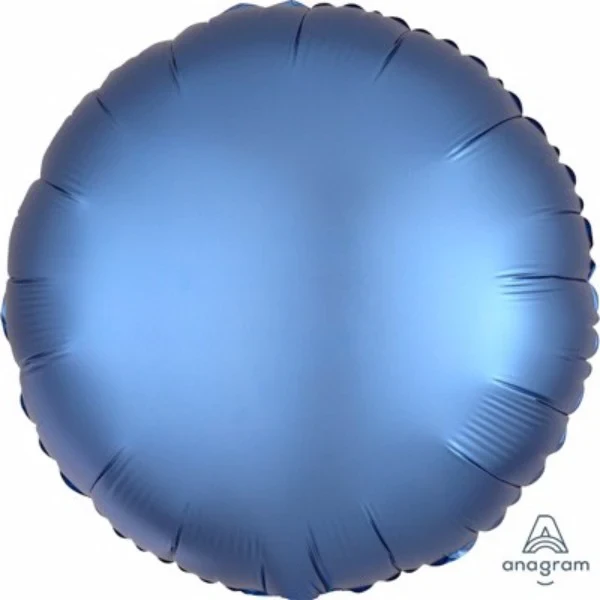 45cm Round Azure Blue Satin Luxe Foil Balloon
