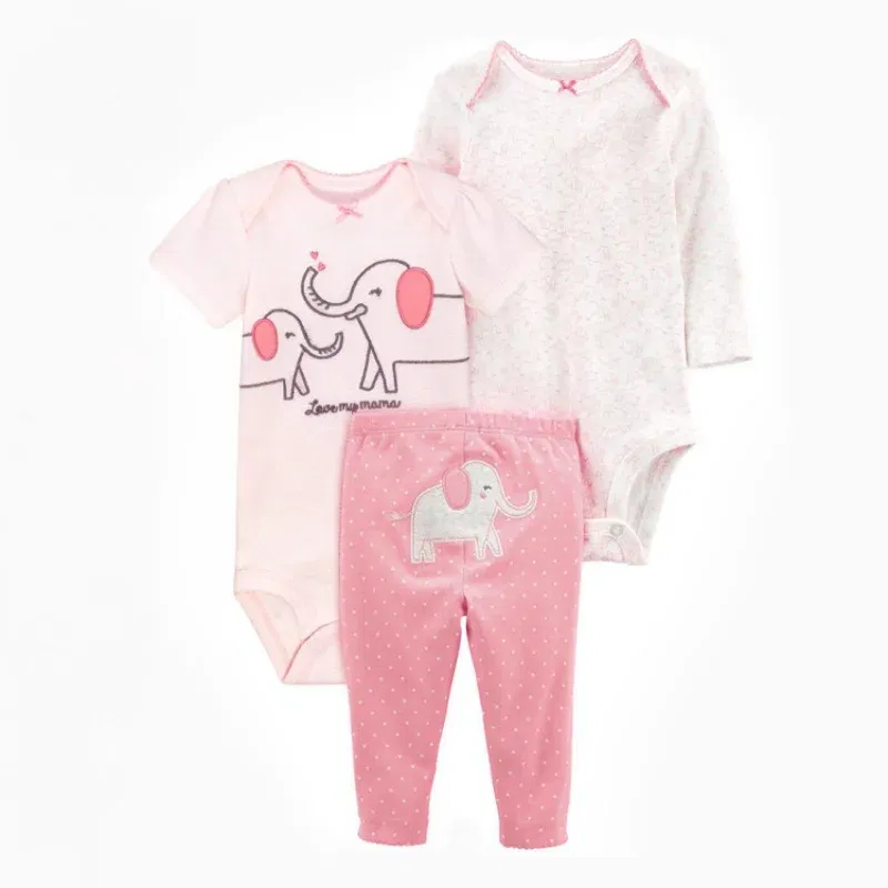 Color: Red, Ships From: CHINA, Kid Size: 9M - 3PCS Baby Clothing Set Autumn Newborn Baby Girl Pure Cotton Clothes Set Soft Cute Animal Kids Bodysuits+Pants+Romper Bebe 6-24M