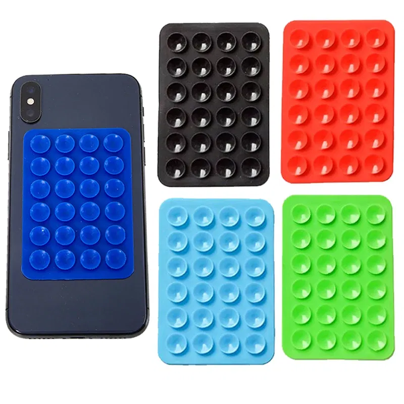 Color: WHITE - Double Side Silicone Suction Pad For Mobile Phone Fixture Suction Cup Backed Adhesive Silicone Rubber Sucker Pad For Fixed Pad