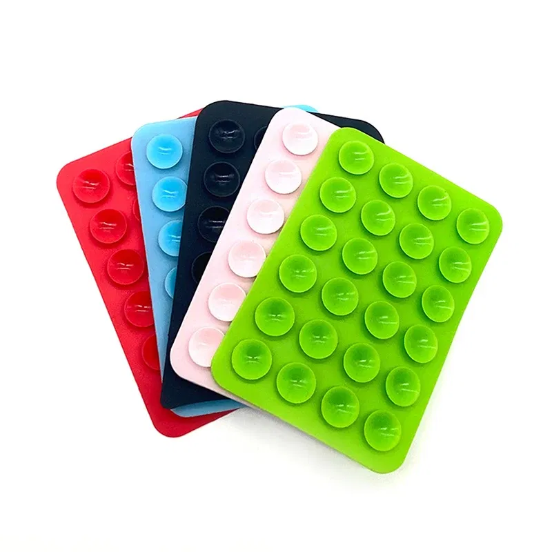 Color: WHITE - Double Side Silicone Suction Pad For Mobile Phone Fixture Suction Cup Backed Adhesive Silicone Rubber Sucker Pad For Fixed Pad