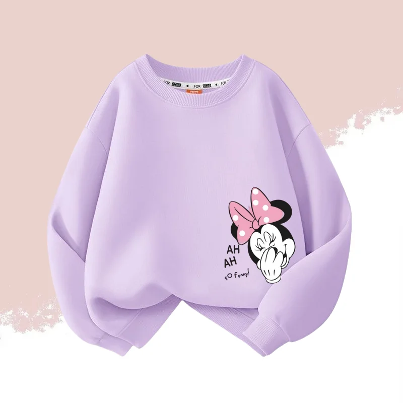 Color: WHITE, Kid Size: 2T - Autumn Baby Girls Cotton Cloth Kid Boy Disney Minnie Printed Long Sleeve Sweatshirt Children Cartoon O-Neck Soft Breathable Top